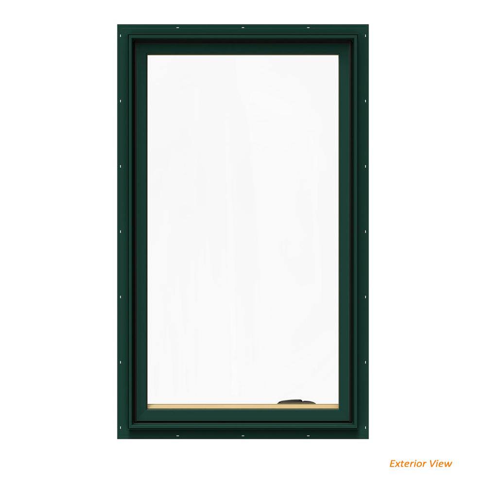 24.75 in. x 48.75 in. Green Painted Clad Wood Casement Window with Mesh Screen K342