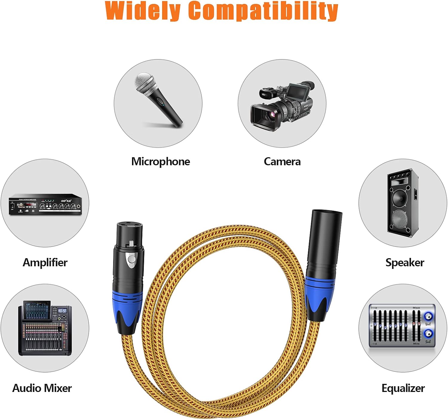 Nylon Braided XLR Male to Female Microphone Cable 25ft 10Pack O194