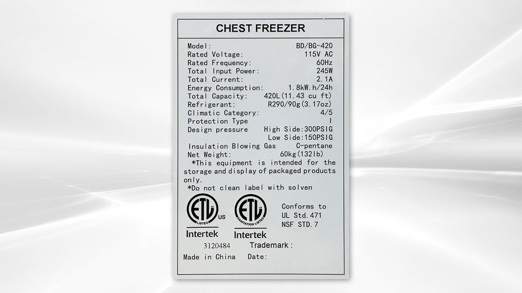 49 inch Chest Freezer 420L F78262