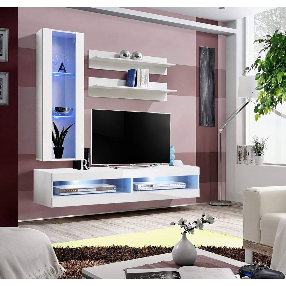 Oak Wall Mounted Floating Entertainment Center V630