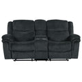 Dark Blue Manual Reclining Sofa with Cup Holders K584465