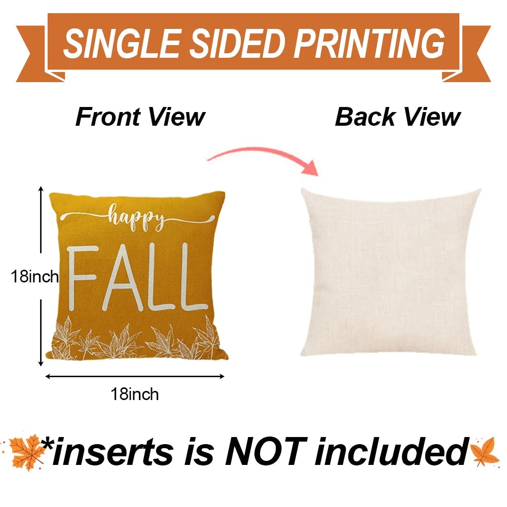 Buffalo Plaid Pumpkin Maple Leaf Fall Throw Pillow Covers Set of 4 T4108