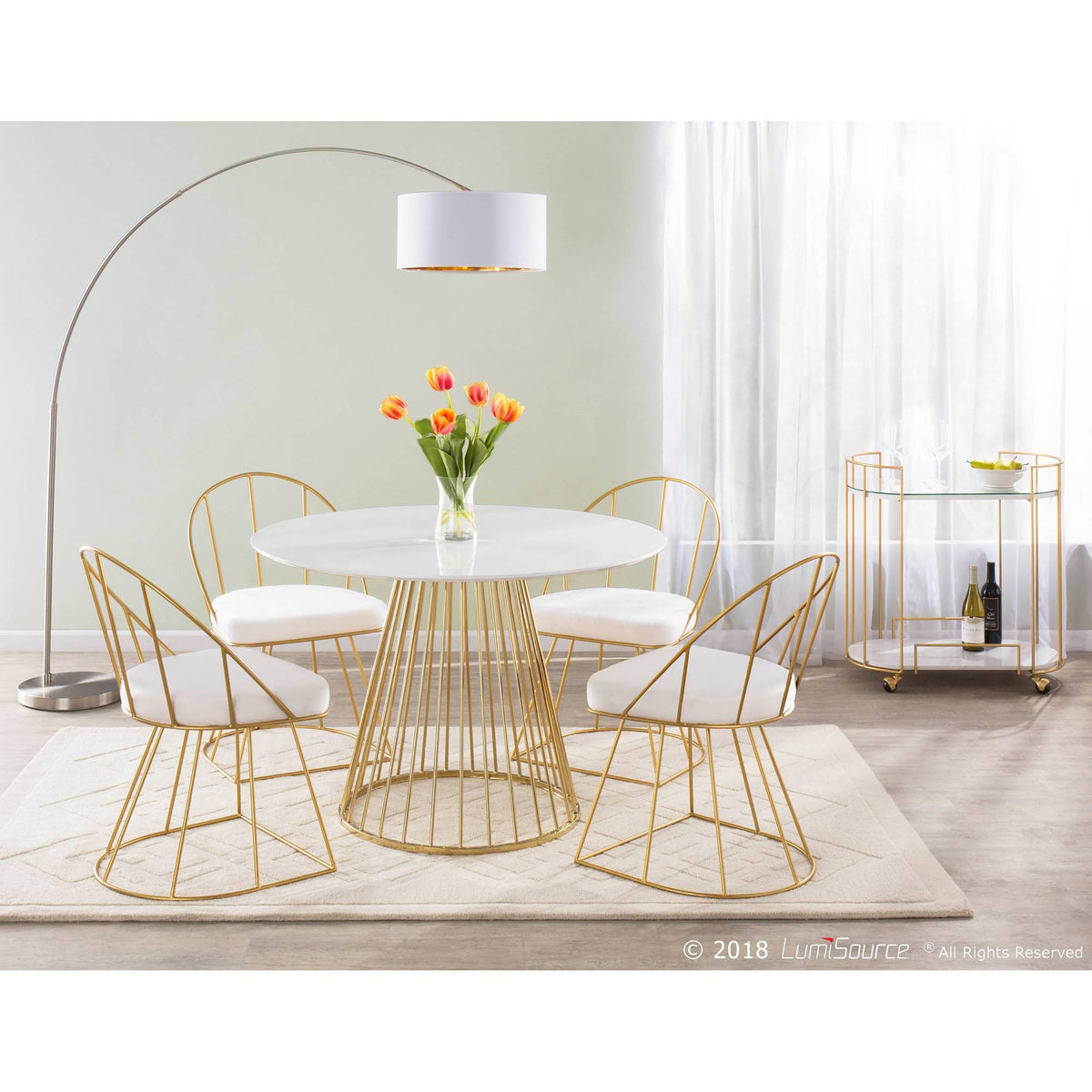 Gold and White Velvet Dining Chair (Set of 2) K848121