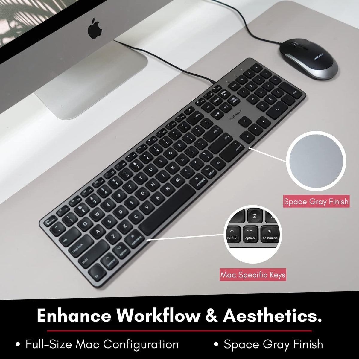 Space Gray Backlit Wired Mac Keyboard with 107 Keys X671