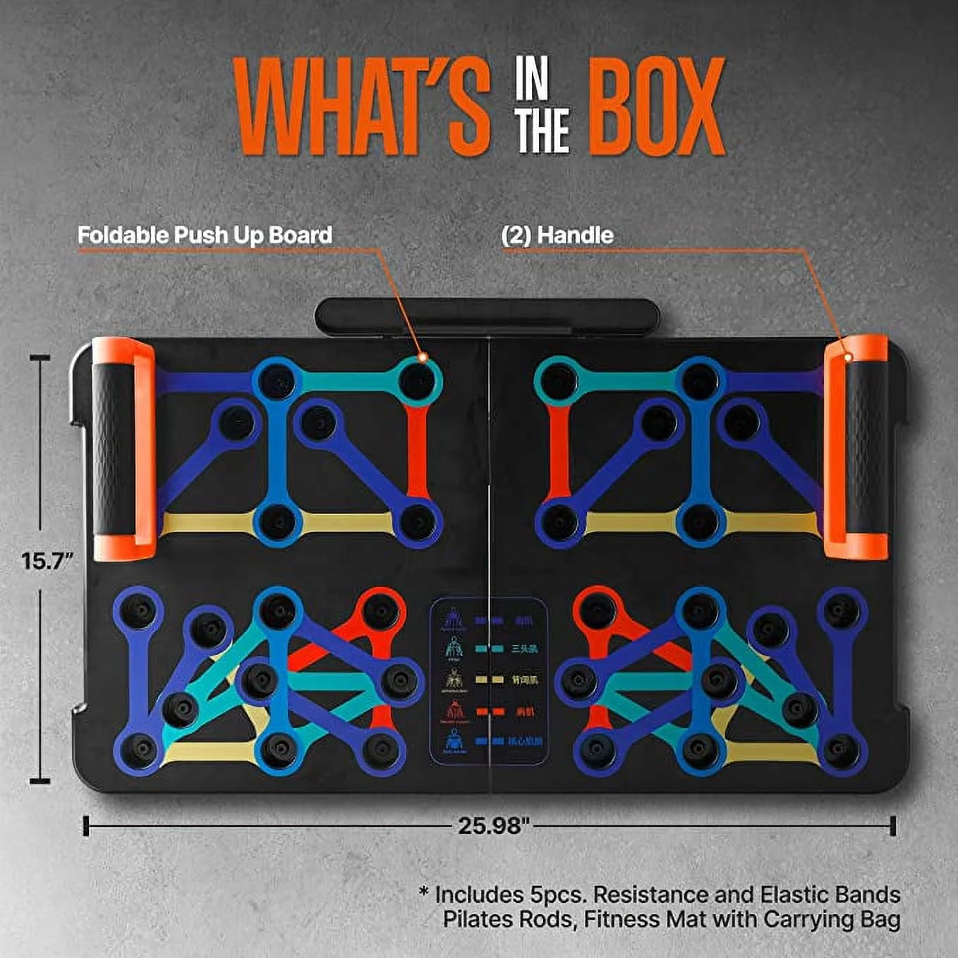 Portable Push Up Board with 5pcs Resistance Bands X656