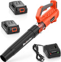 Cordless Leaf Blower with Battery and Charger, 2-Speed Dial, 2pcs Batteries T319449