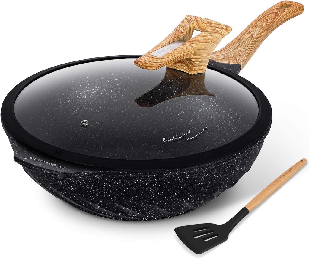 12.6 Inch Nonstick Die-cast Aluminum Wok with Lid T6649