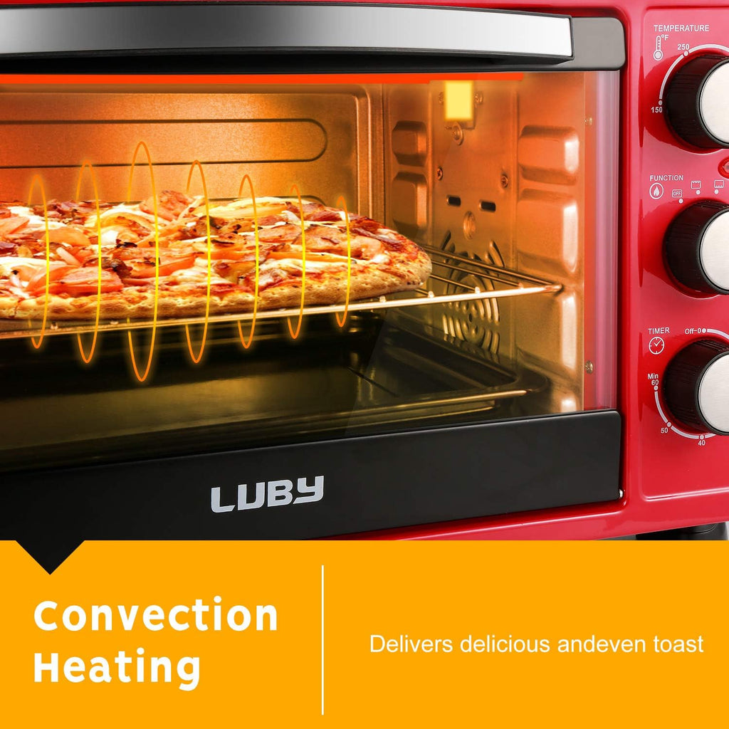 Red 6-Slice Convection Toaster Oven with Timer, Baking Pan, Rack and Crumb Tray, Pack of 2 X724