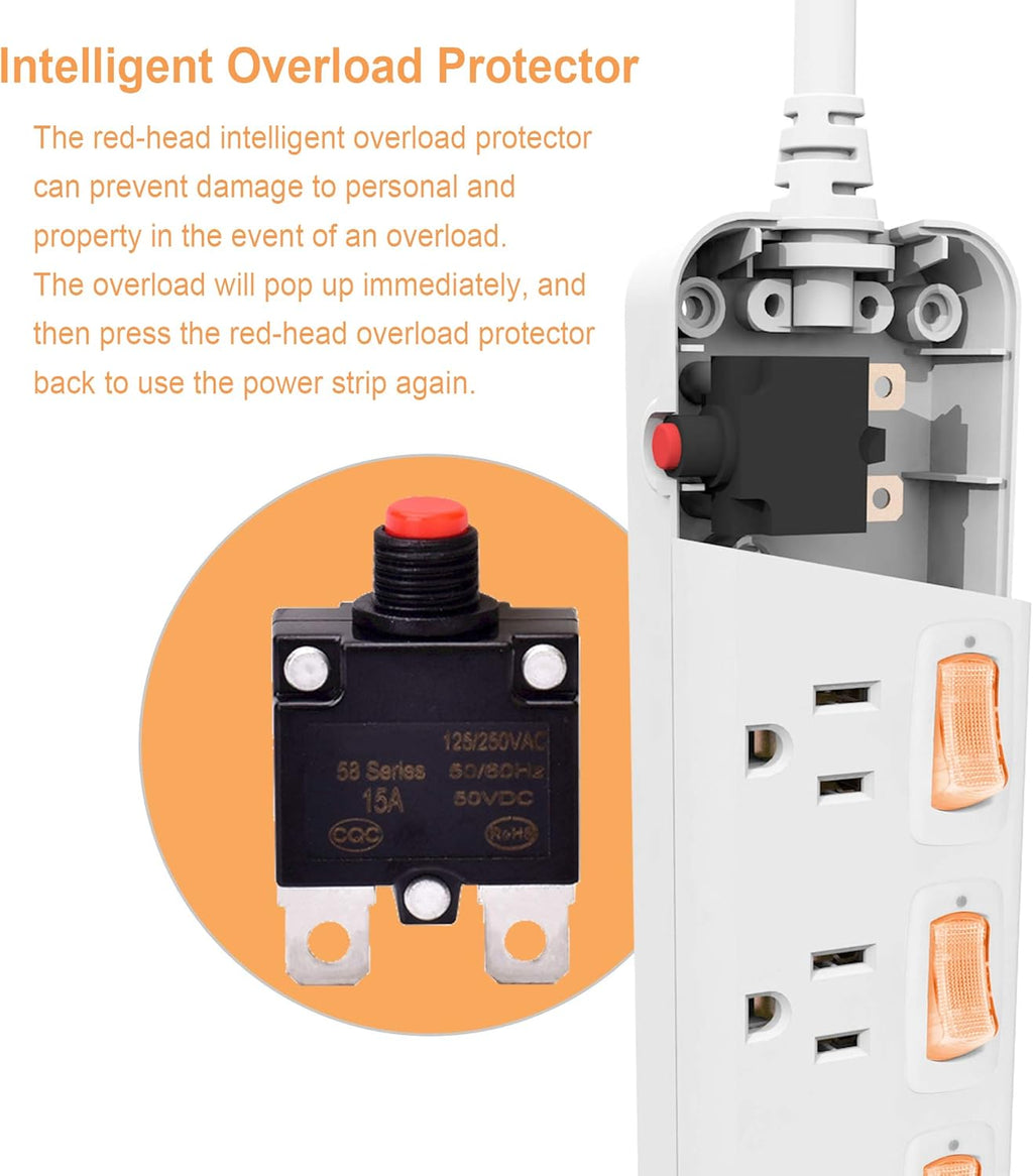4 Outlets Surge Protector Power Strip 6 ft Cord P938261