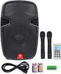 12" Rechargeable Powered 600W PA Speaker with 2 Mics and Bluetooth K5975
