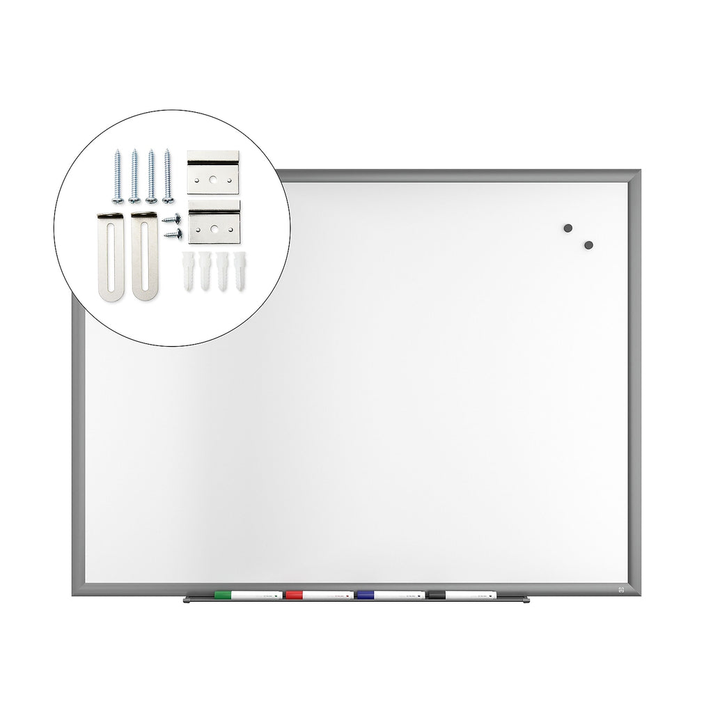 Magnetic Porcelain Dry Erase Board Gunmetal Frame 4' x 3' V900