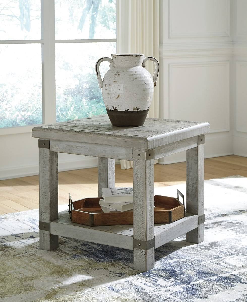 White Wash Gray Rectangular End Table I659239