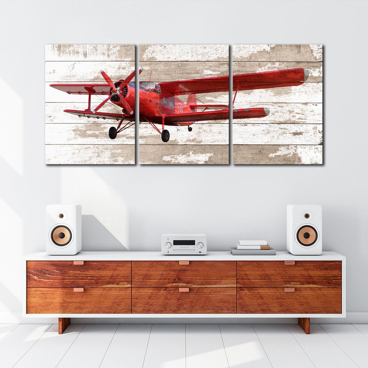 3 Piece Retro Airplane Canvas Prints Wall Art Stretched and Framed 16x20 I74588