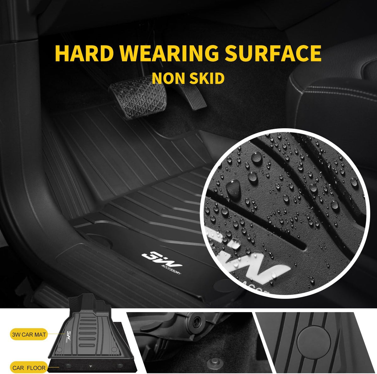Black Floor Mats with Front Carpet Mats S8550