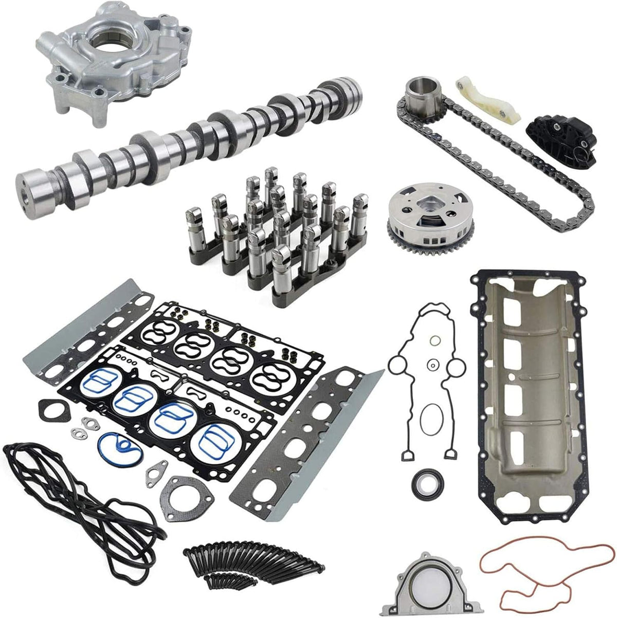 VVT Lifters Camshaft Kit Head Gasket Water Oil Pump Set for 2009-2015 Dodge Ram 1500 5.7L V8 HEMI J340