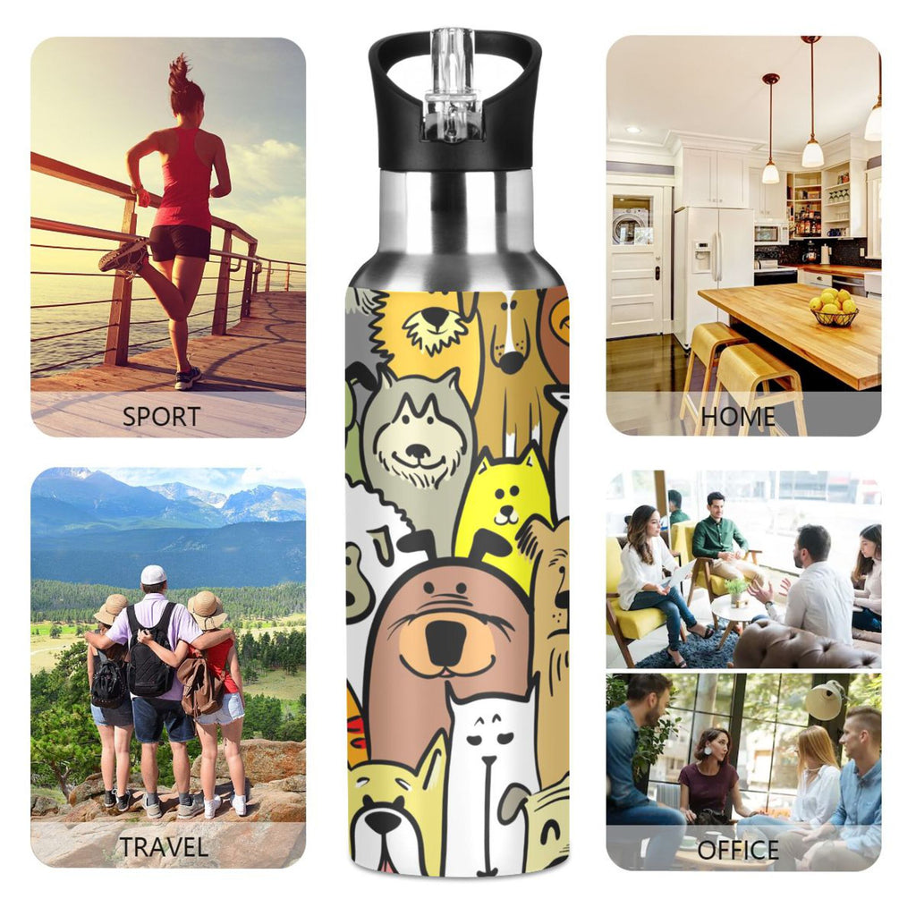 Stainless Steel Insulated Thermos Vacuum Flask Water Bottle with Straw Lid V280