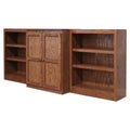 8-Shelf Wood Bookcase Wall with Doors in Dry Oak L861