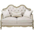 Silver Faux Leather Love Seat with Toss Pillows U78590