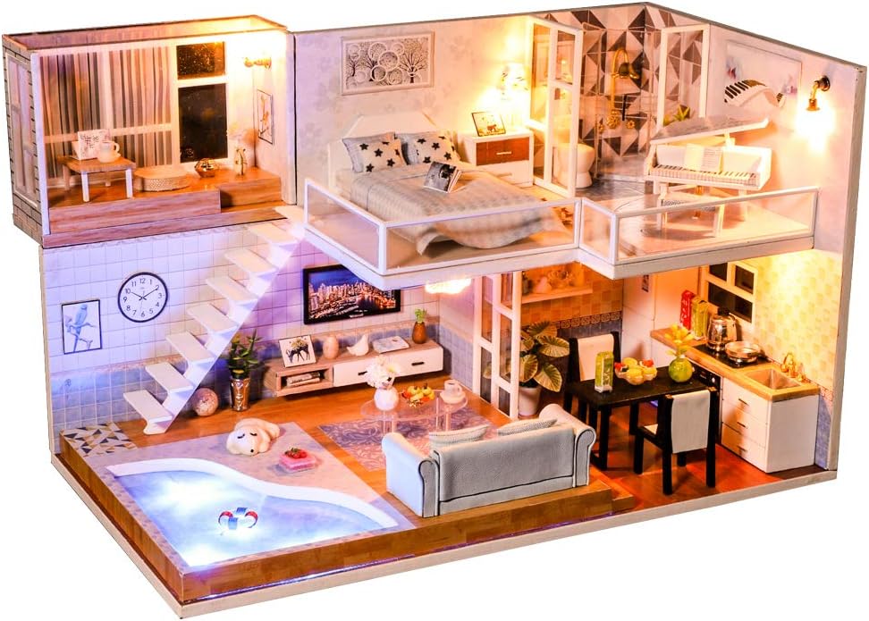 DIY Dollhouse Kit with Furniture, 1:24 Scale A6801