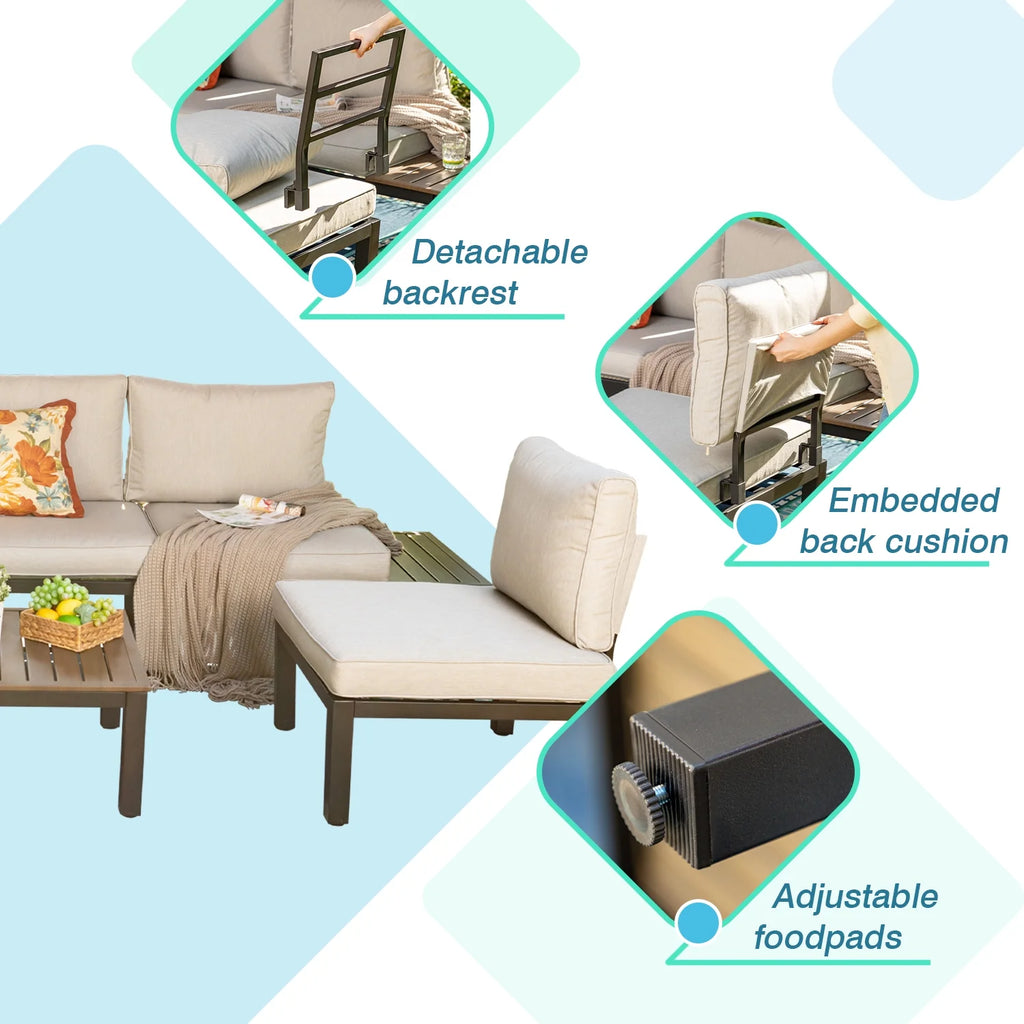 6-Piece Patio Conversation Set Outdoor Sofa with Cushions S703953
