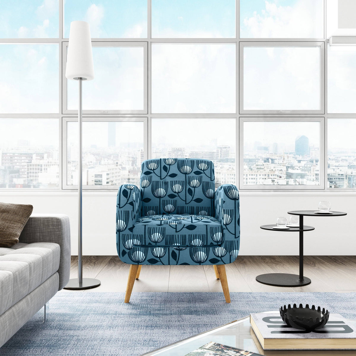 Navy Blue Modern Arm Chair O8174
