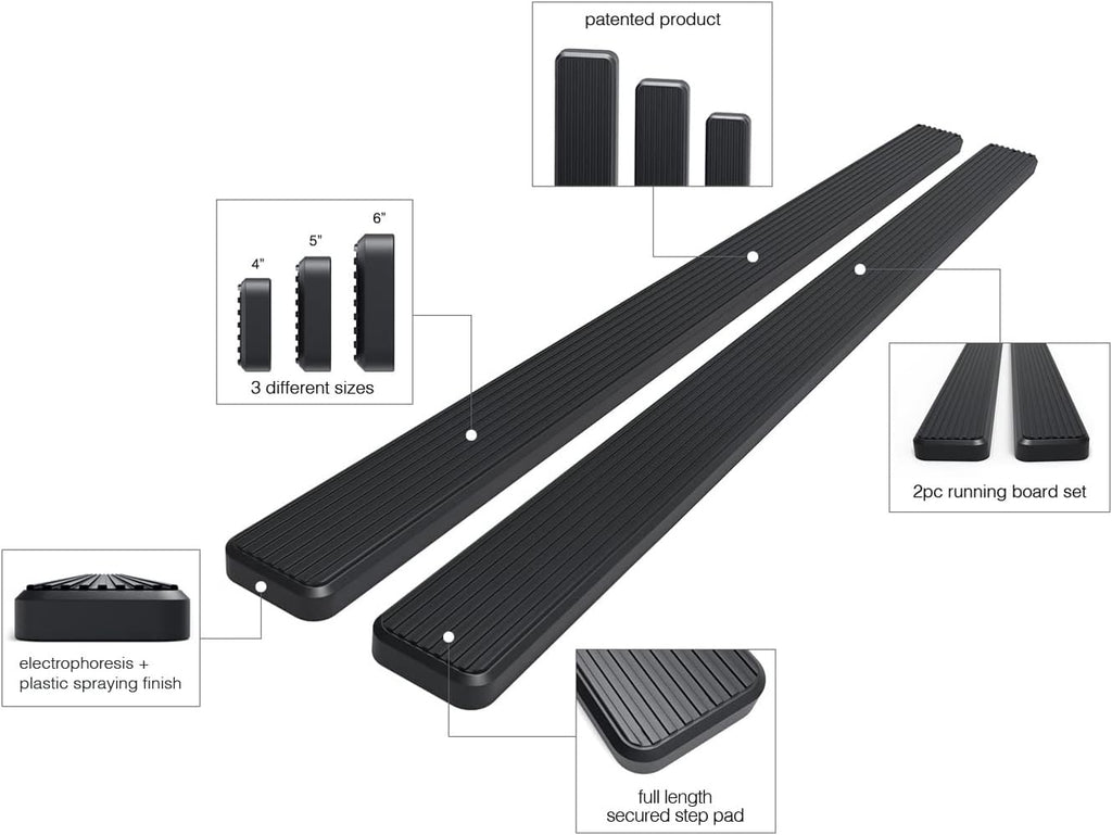 6in Black Running Boards X3706