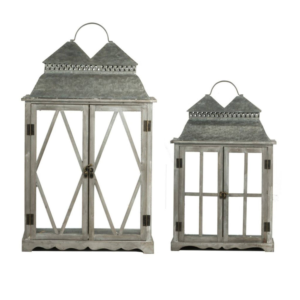 Set of 2 Antique Silver Lanterns X6107