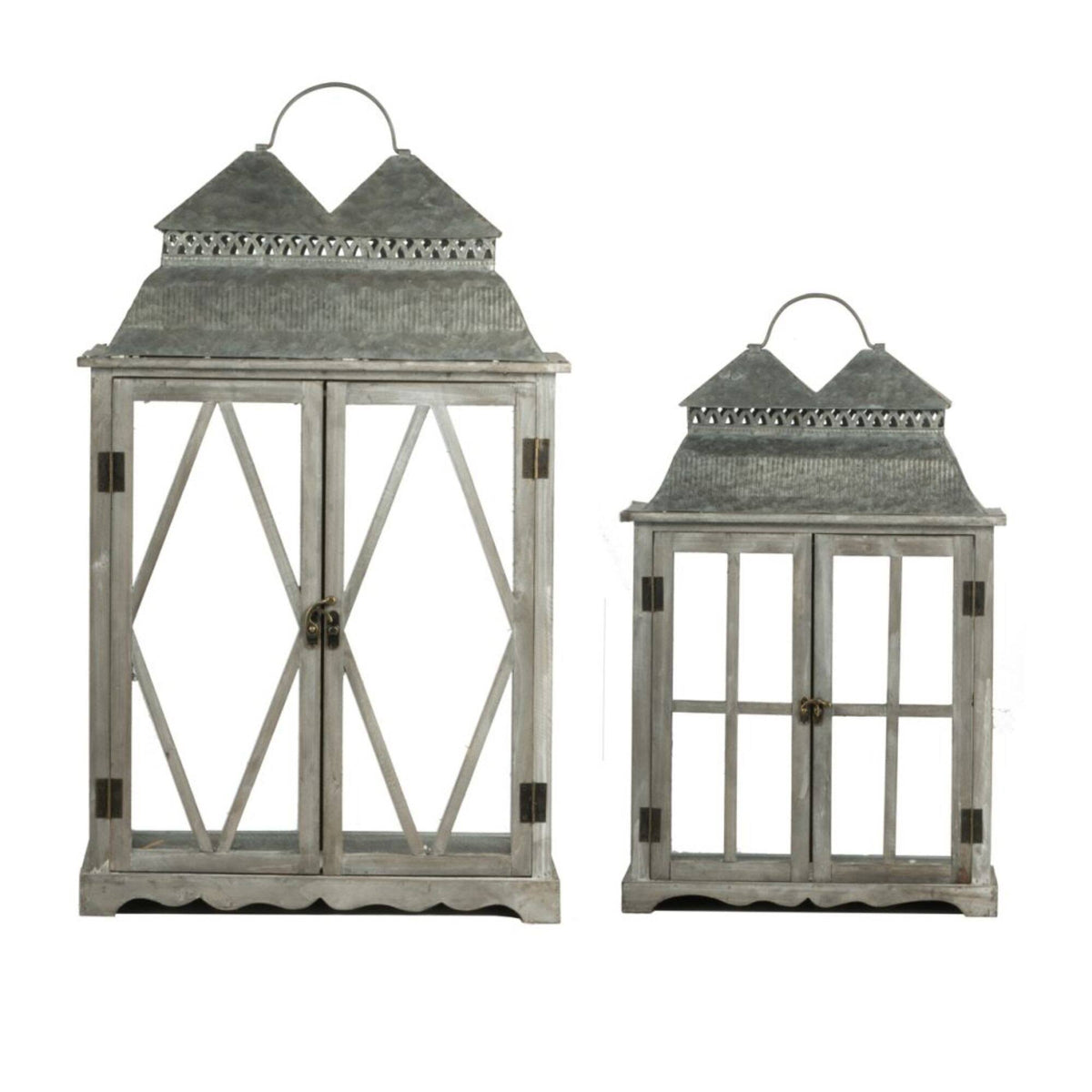 Set of 2 Antique Silver Lanterns X6107