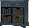 Wicker Storage Cabinet with 2 Drawers, Antique Navy F697568