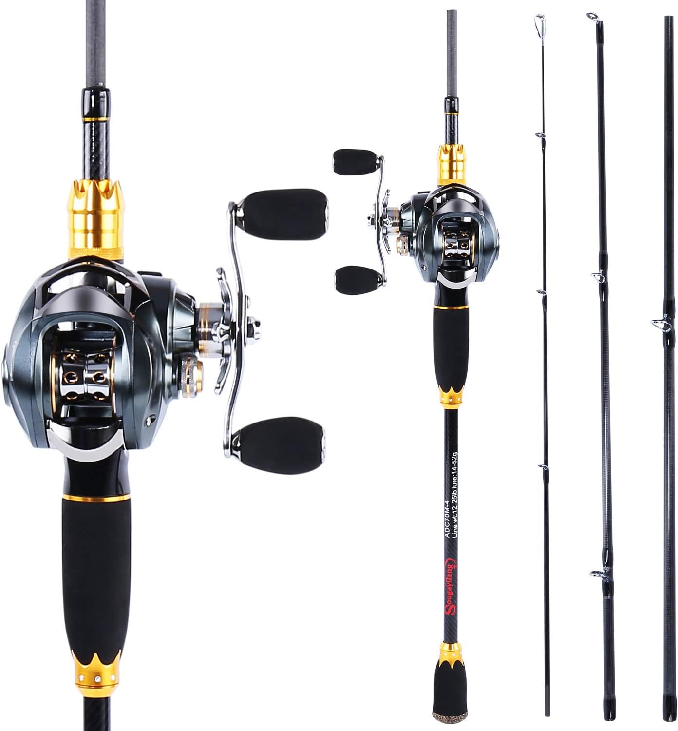 24-Ton Carbon Fiber Fishing Rod and Reel Combos with Baitcasting Reel F8736