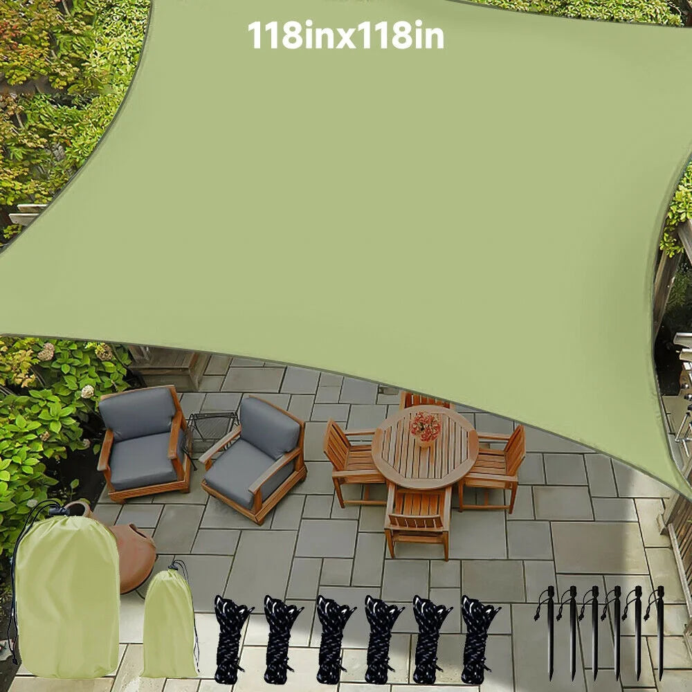 10' x 10' Green Square Sun Shade Sail Canopy F277592