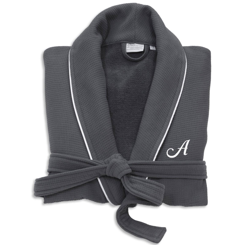 Dark Gray Turkish Cotton Waffle Terry Bathrobe F42473