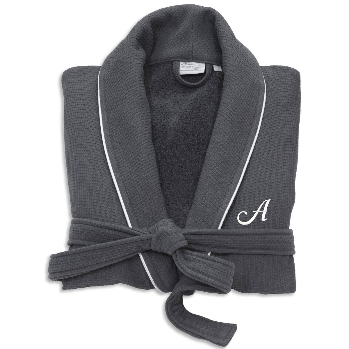 Dark Gray Turkish Cotton Waffle Terry Bathrobe F42473