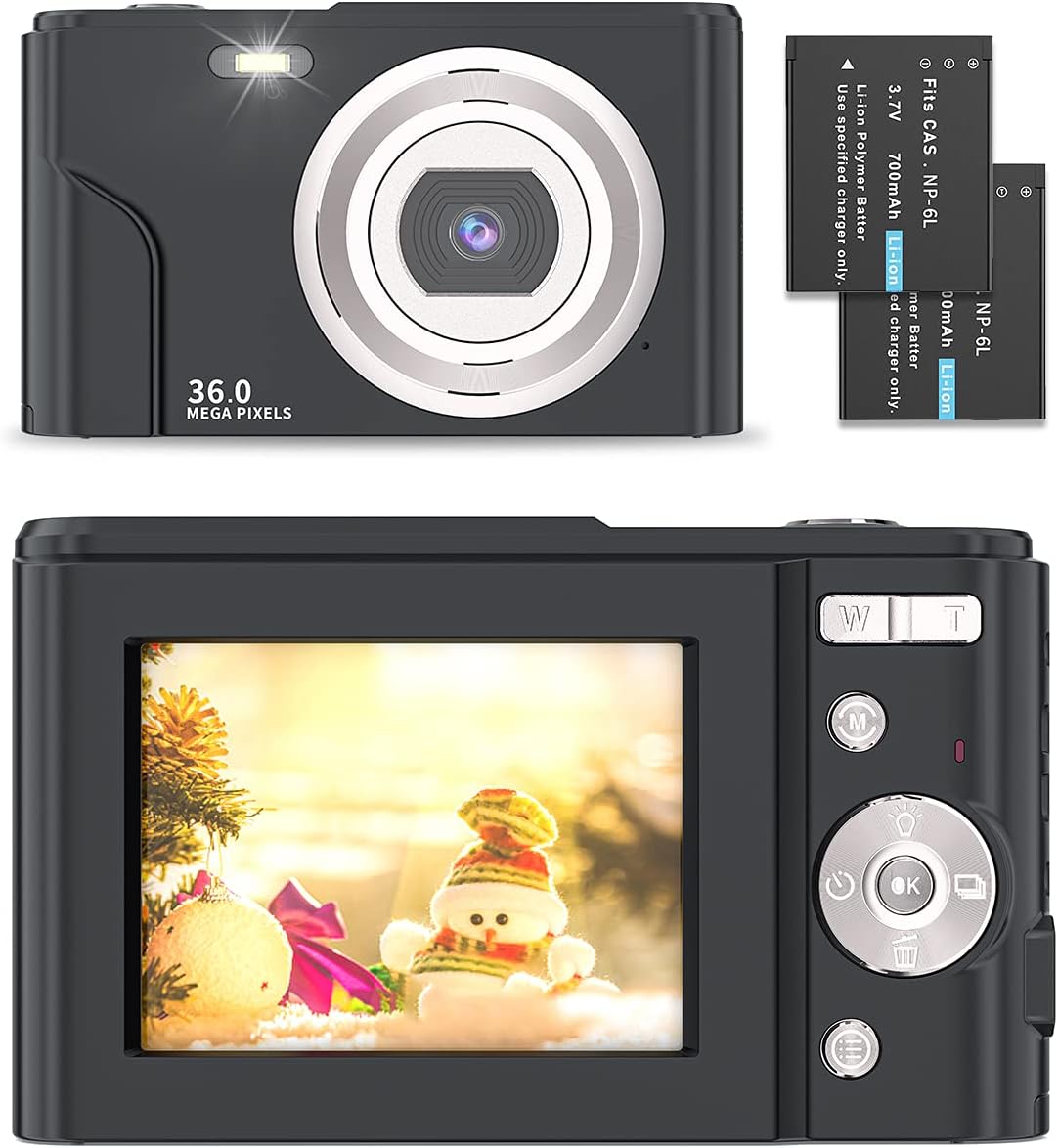 Pink Compact Digital Camera 1080P 36.0 Mega Pixels 16X Digital Zoom, 2 Batteries, Pack of 2 R90848