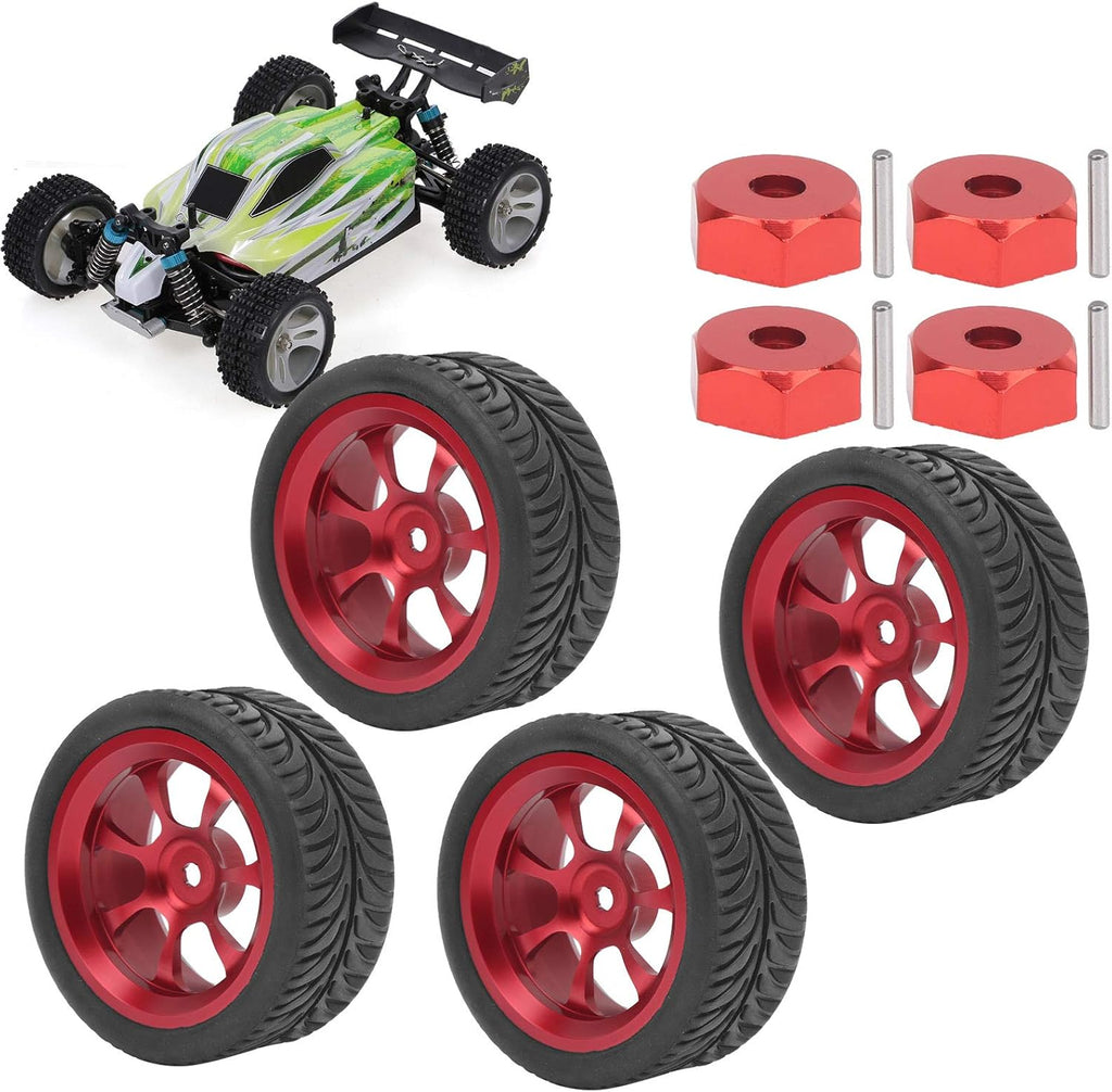 4Pcs Metal Wheel Rims Tires with Adapter for 1/18 RC Car I37681