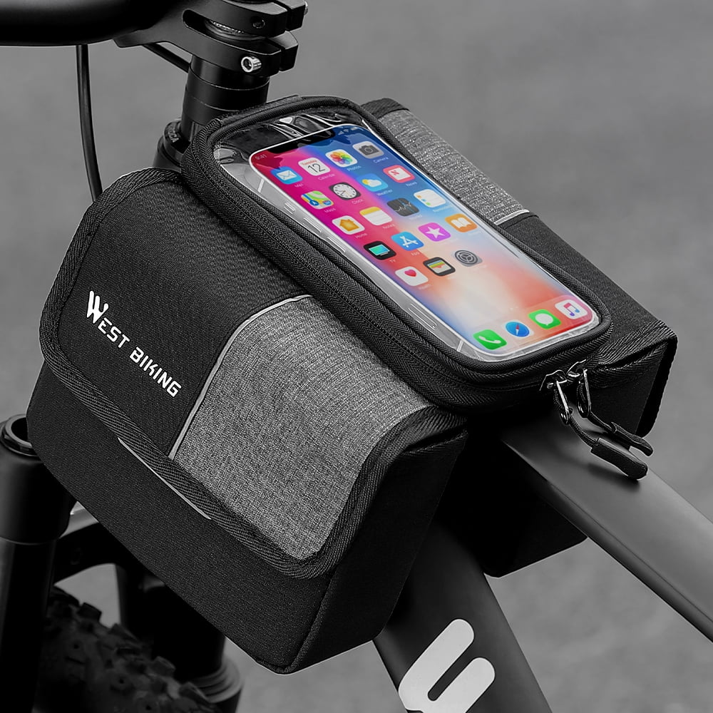 Cycling Bag, 2L Bicycle Bag, Bike Frame Fronttube Bag, Touchscreen Mobilephone Bag Z4364