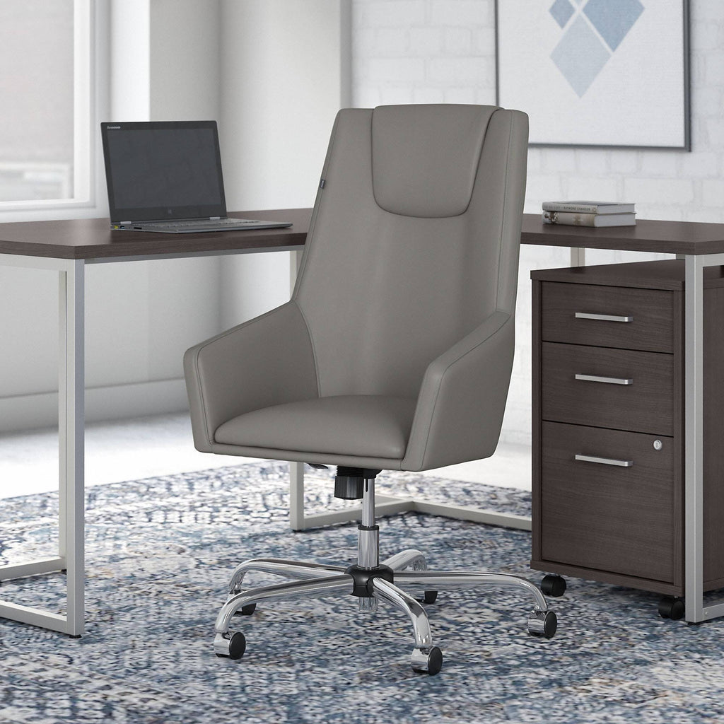 Light Gray High Back Leather Box Chair C264113