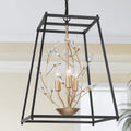 Gold Metal Square 3 Light Chandelier with Crystal R5736