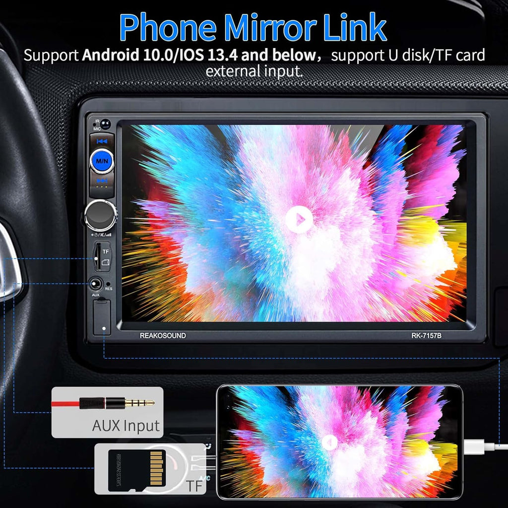 7 Inch Touch Screen Double Din Car Stereo with Bluetooth Backup Camera M3303