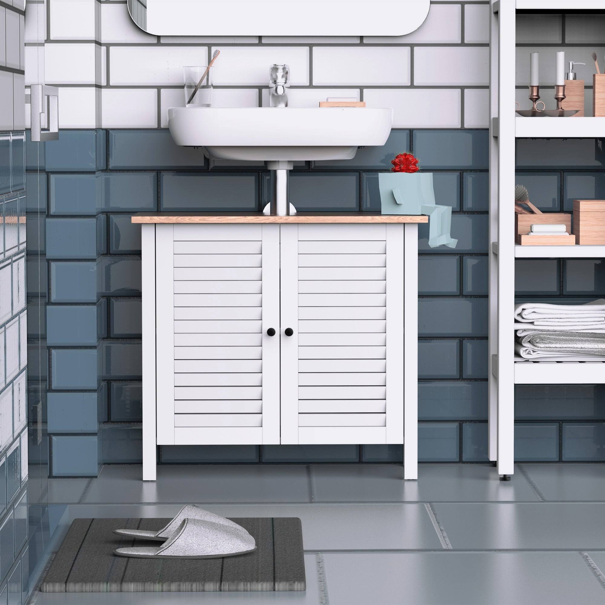 White 2 Door Under-Sink Storage Cabinet J65179