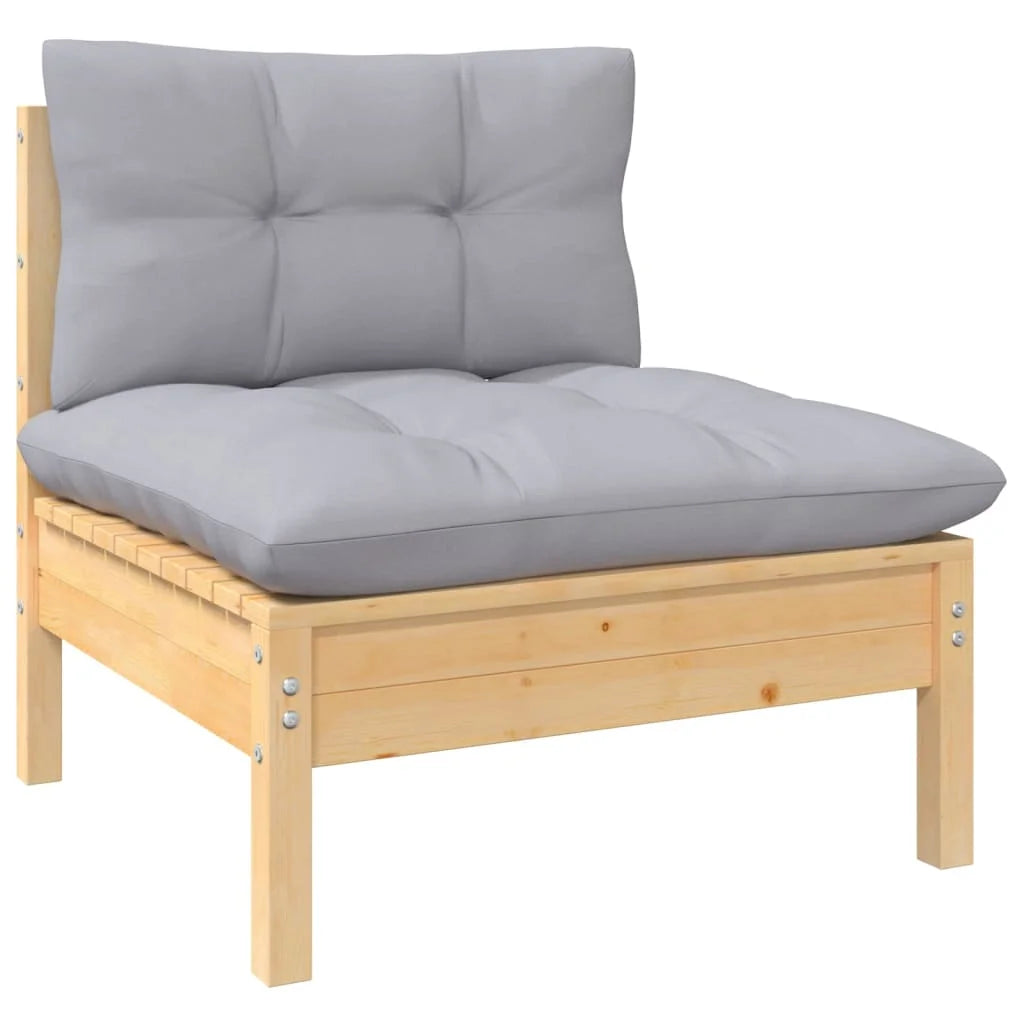Gray Cushions Solid Pinewood 2-Seater Patio Sofa I35176
