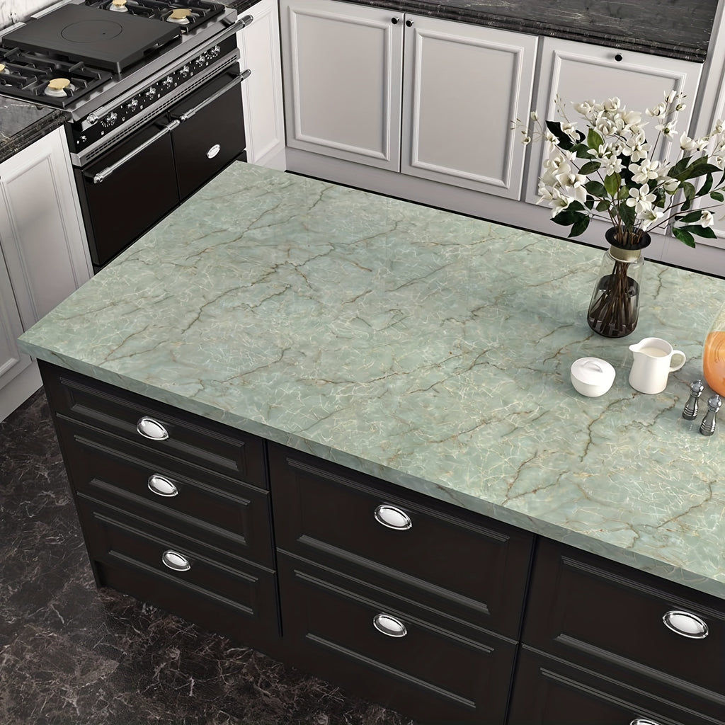 Cyan Glossy Film Marble Wallpaper Roll G31428