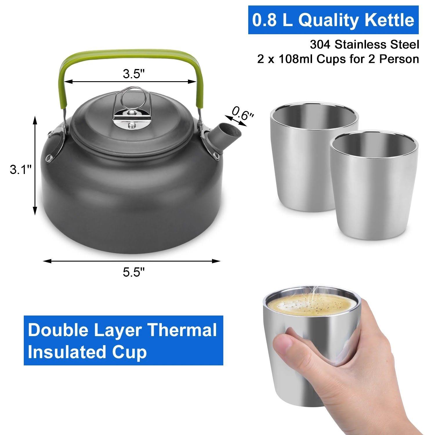 12-Piece Camping Cookware Mess Kit with Mini Stove Z18021