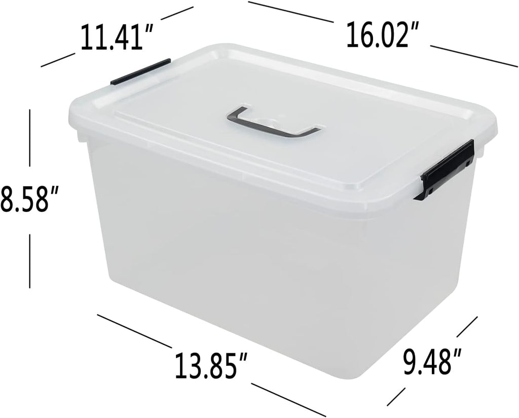 17.5 L Plastic Storage Bin with Lid, Clear Latching Box, 4 Packs F3733