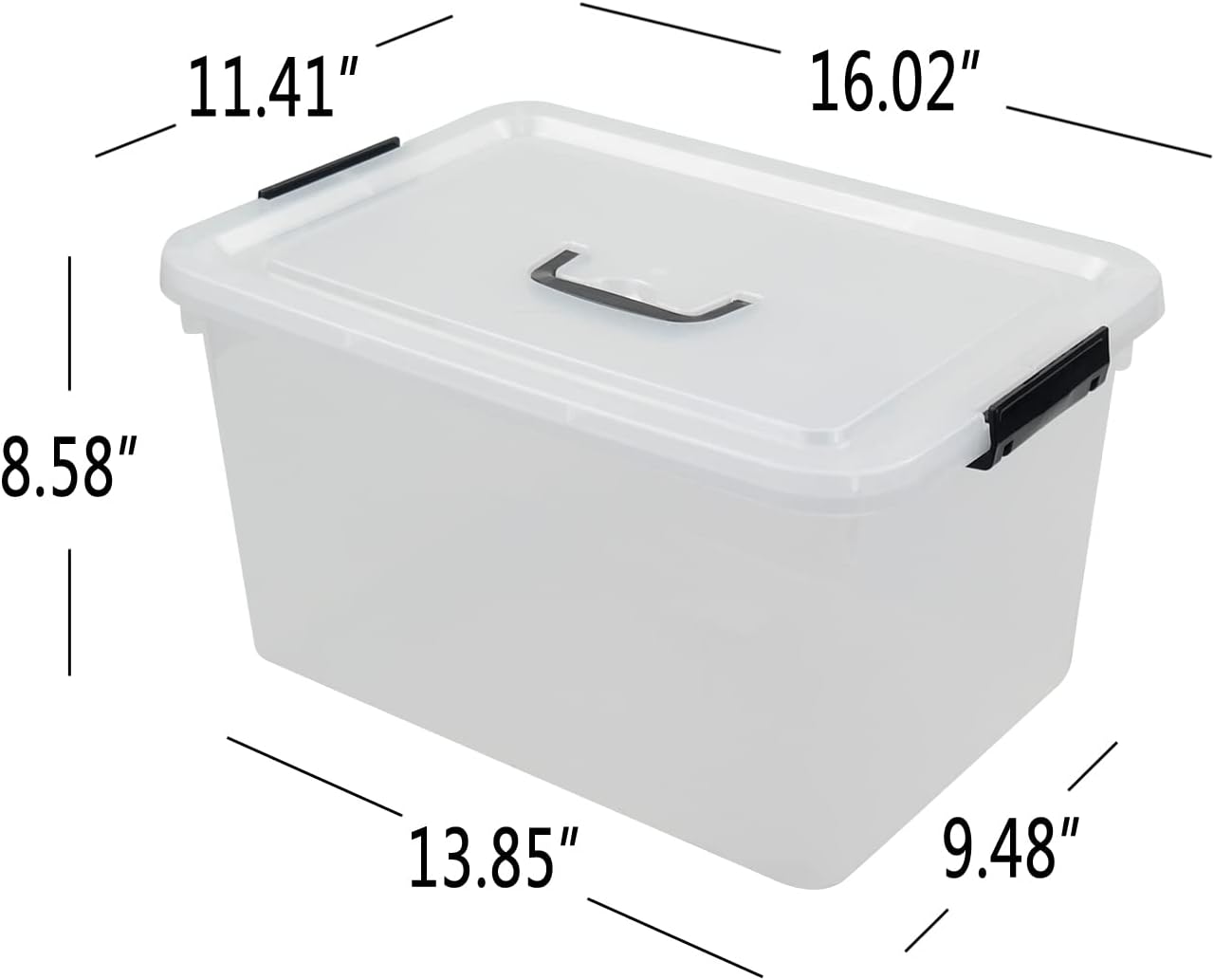 17.5 L Plastic Storage Bin with Lid, Clear Latching Box, 4 Packs F3733