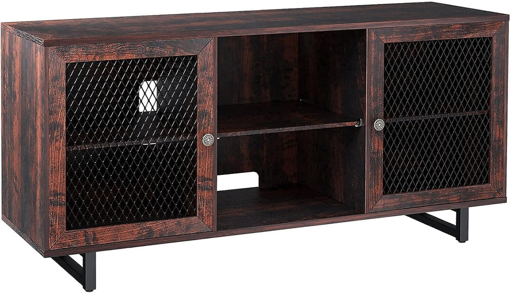 Rustic Oak TV Stand with 6 Storage Shelves J1486