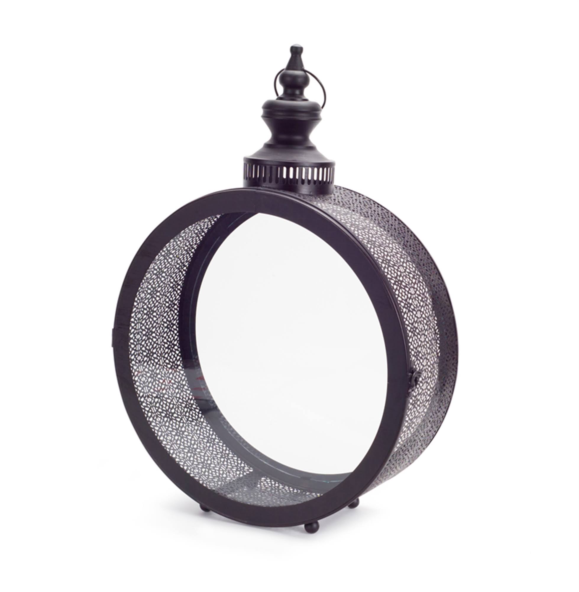 22 in. Black Brown Metal Glass Lantern M6955