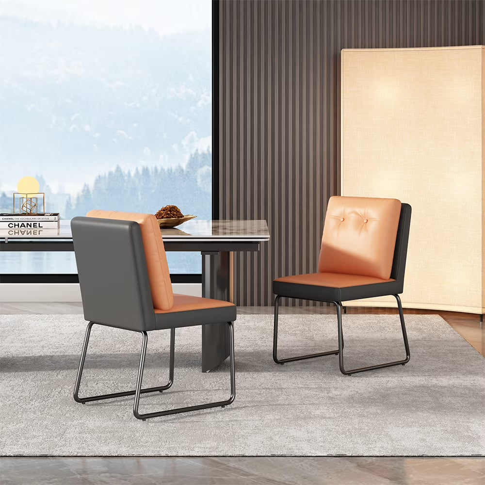 Set of 2 PU Leather High Back Kitchen Dining Chairs (orange) C126541