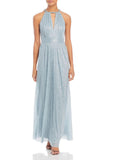 Metallic Embellished Evening Dress Blue 4 J97316