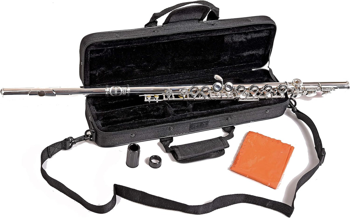 SOLID NICKEL-SILVER Flute Complete Set with Shoulder Carry Case, Cleaning Rod, Tenon Protectors W5511